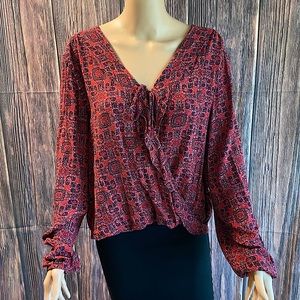Mossimo Supply Co. size XXL red boho paisley flowy summer boho blouse top